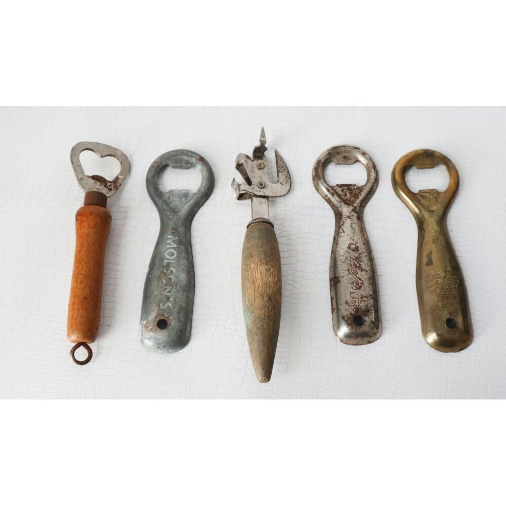 Vintage Assorted Bottle Opener Set - Rustic Condition - Molsons OKeefes & Magnum